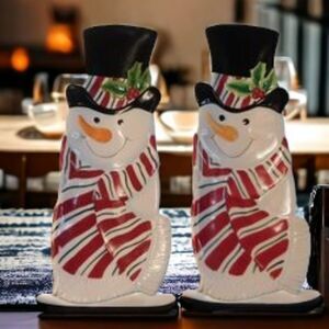 Christmas Snowman 13" Platter Fitz and Floyd Snack Therapy  Hand Crafted